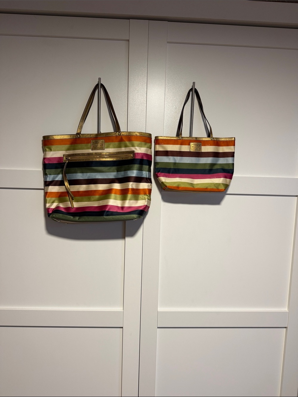 Vintage Coach Colorful Striped Tote Bag with Pouch - Picture 9 of 12